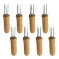 thumbnail image 2 of Stainless Steel Corn Holders with Wooden Handles, Portable Fruit and BBQ Forks, Grilling Accessories for Outdoor Cooking, 2 of 7