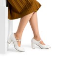 thumbnail image 4 of BURUDANI Low Chunky Heels for Women T-Strap Mary Jane Pumps Wedding Dress Shoes, 4 of 7