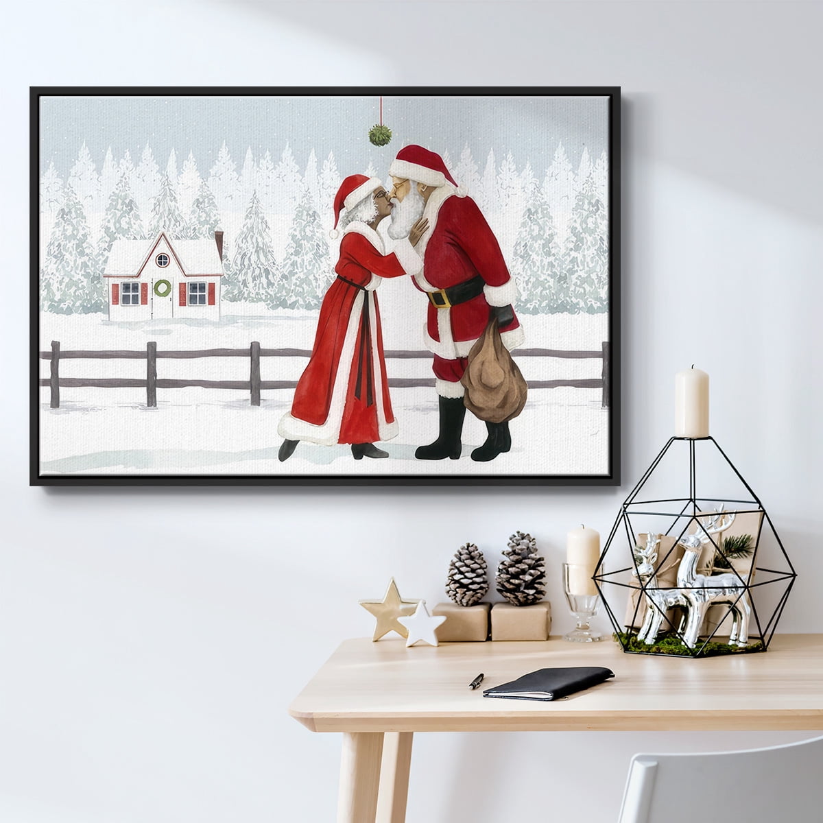 Christmas Love Collection A - Framed Gallery Wrapped Holiday Canvas - 25 x 37 - Black Frame
