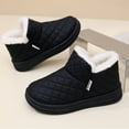 thumbnail image 5 of Snow Boots for Women Trendy Quilted Furry Lined Slip on Booties Comfy Thick Soft Sole Winter Casual Walking Shoes Black Size 7, 5 of 8