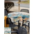 thumbnail image 5 of Outdoor Tablecloths with Umbrella Hole & Zipper, Vintage Blue Coastal 60x60 Inch Square Tablecloths, Summer Beach Starfish Shell Coral Nautical Waterproof Table Cloth, Patio/Pool/Picnic Table Covers, 5 of 8
