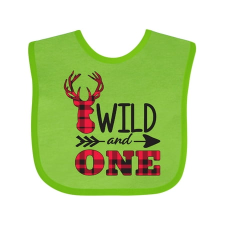 

Inktastic Plaid Deer Wild and 1 with Arrow Gift Baby Boy or Baby Girl Bib