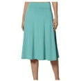 thumbnail image 2 of Linfrsh Women's Solid Lightweight Flare Midi Pull On Closure Skirt Plus Size Mint Green,L, 2 of 5