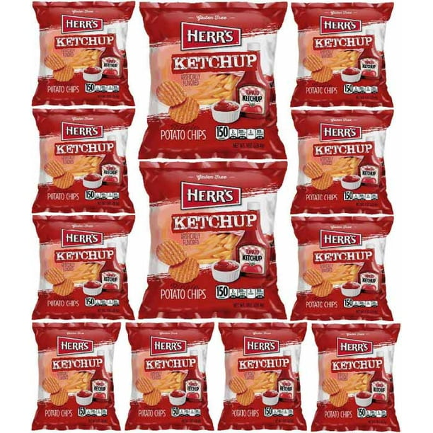 Herr's Ketchup Flavor Potato Chips, 1oz Bag (Pack of 12, Total of 12 Oz