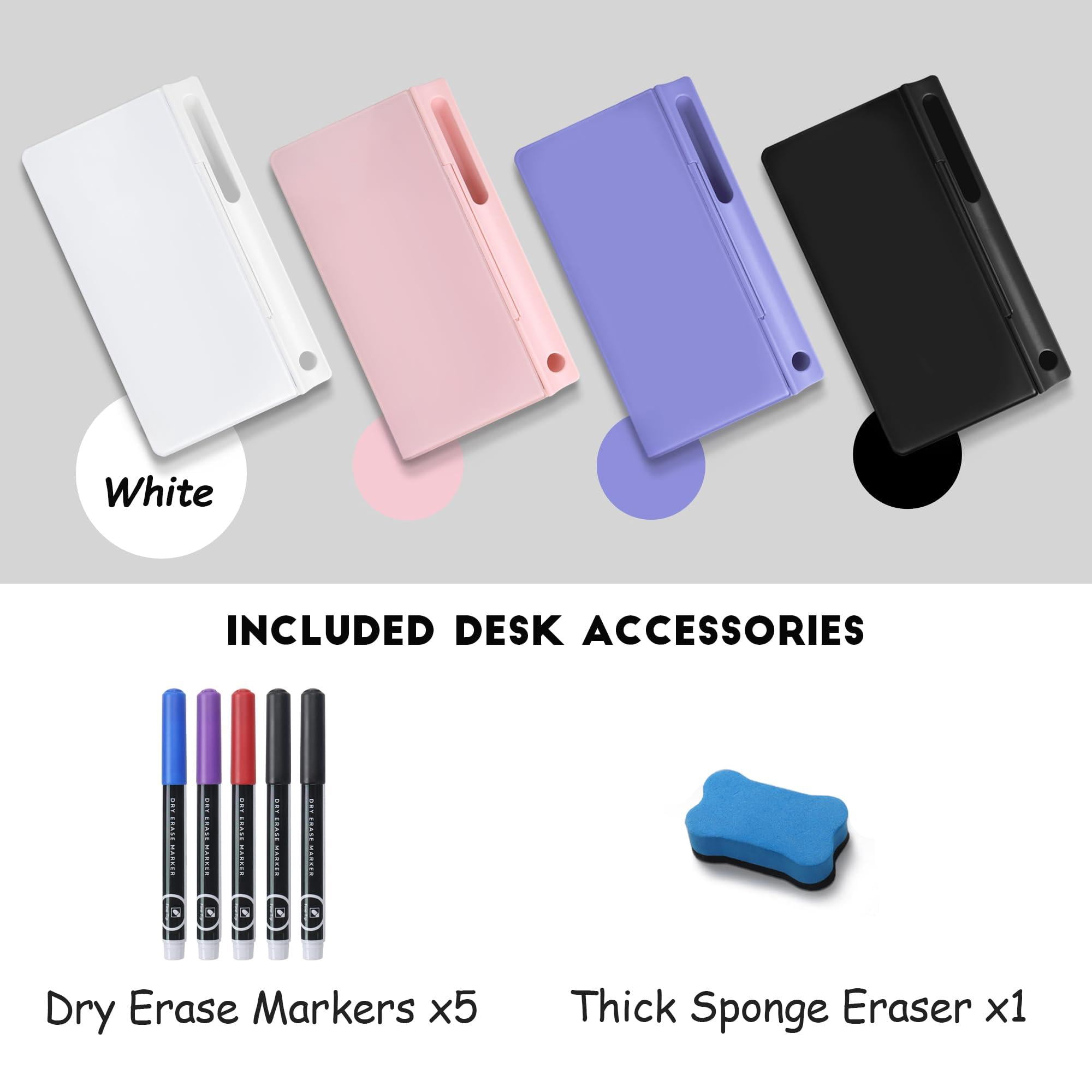 Desktop Glass Whiteboard With Storage  Small Dry Erase White Board Computer Pad Stand For Home School Office Desk Accessories -