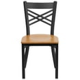 thumbnail image 4 of 2 Pk. HERCULES Series Black ''X'' Back Metal Restaurant Chair - Natural Wood Seat, 4 of 8