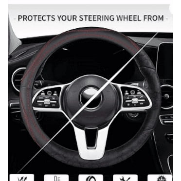 Noothes Car Steering Wheel Cover Black Thin Steering Wheel Cover Elastic Fiber Universal Fit Non-Slip Breathable Auto Interior Accessory