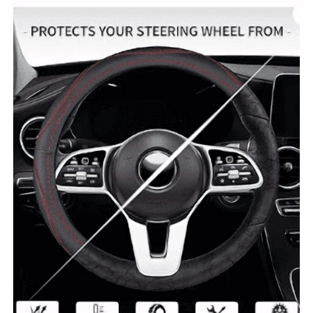 Blekii Elastic Fiber Steering Wheel Cover(Without Inner Ring), Non-Slip Model, Fits All Sizes,Car Leather Case