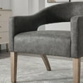 thumbnail image 5 of Modern Accent Armchair with Weathered Rubberwood Legs, Barrel Dining Chair with Hollow-Out Back, PU Upholstered Chair for Living Room Bedroom Cafes Dining Room Reception, Gray, 5 of 9