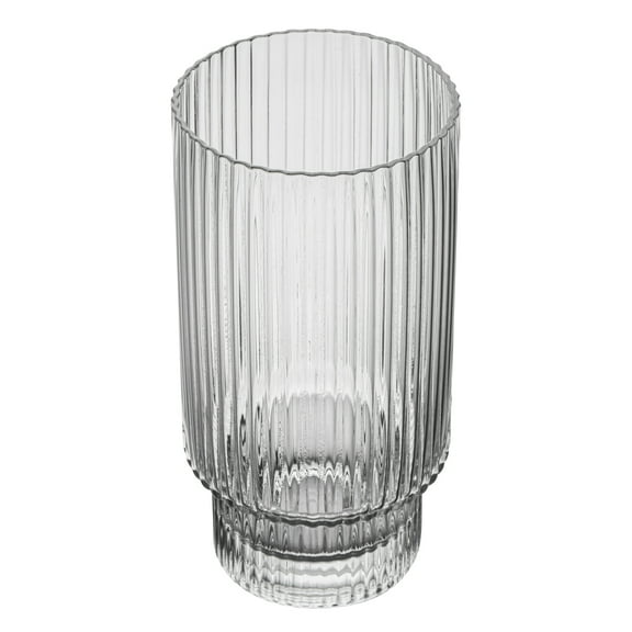 Restaurantware-Vetri 10 Ounce Highball Glasses, 24 Ribbed Drinking Glasses - No-Lead, Dishwashable, Clear Glass Tumblers For Scotch, For Drinking Liquor, Cocktail, Bourbon, Cognac, And More