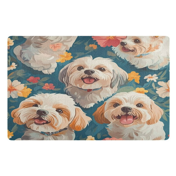 BZSMCE Floor Mats 32x20in Dogs and Flowers Creativity Doormats