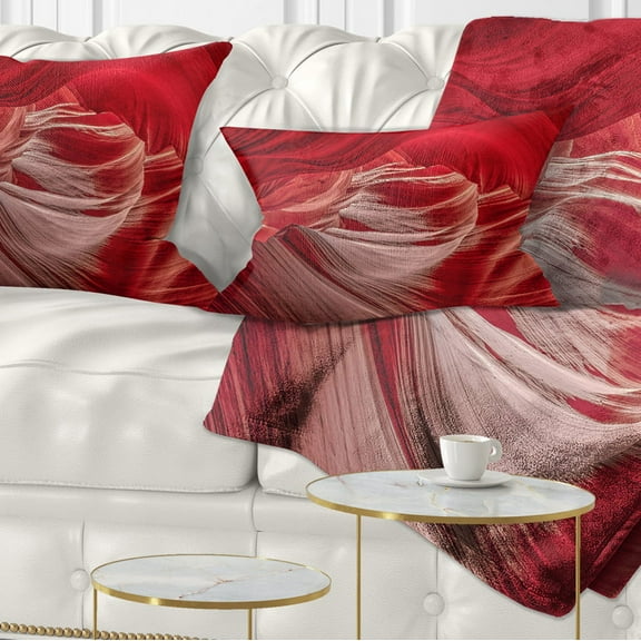 Designart Red Shade in Antelope Canyon - Landscape Photography Throw Pillow - 12x20
