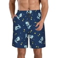 thumbnail image 2 of Uemuo Space Dinosaur Pattern Men's Swim Trunks Hawaiian Beach Bathing Suit Swimsuits Beach Quick-Dry Shorts with Pockets-Small, 2 of 9