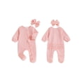 thumbnail image 2 of BemeyourBBs Baby Girl Fall Footies and Headband 2 Pcs Set Plaid Long Sleeve Romper, 2 of 9