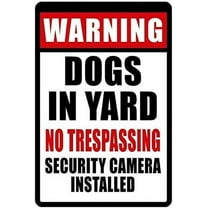Notice Sign Metal Sign Plate No Trespass Dog in Yard Camera Home Bar Club Decor Warn Gate Wall Decor Metal Wall Plate Vintage Tin Sign 8x12 inch
