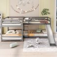 thumbnail image 4 of Harper & Bright Designs L Shaped Bunk Bed for 4, Quad Bunk Bed with Slide Full Over Full Wood Bunk Frame for Bedroom, Gray, 4 of 12