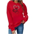 thumbnail image 2 of Xuyuer Women's Valentine's Day Printed Hooded Sweatshirt, Long Sleeve Pullover with Heart Graphic for Holiday Gifts, Couple Outfits and Cozy Casual Winter Wear, 2 of 9