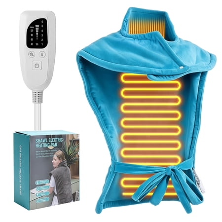 Wearable Heating Pad for Back 6 Temperature Levels 4 Timer Settings Electric Heating Shoulder Pad for Relief