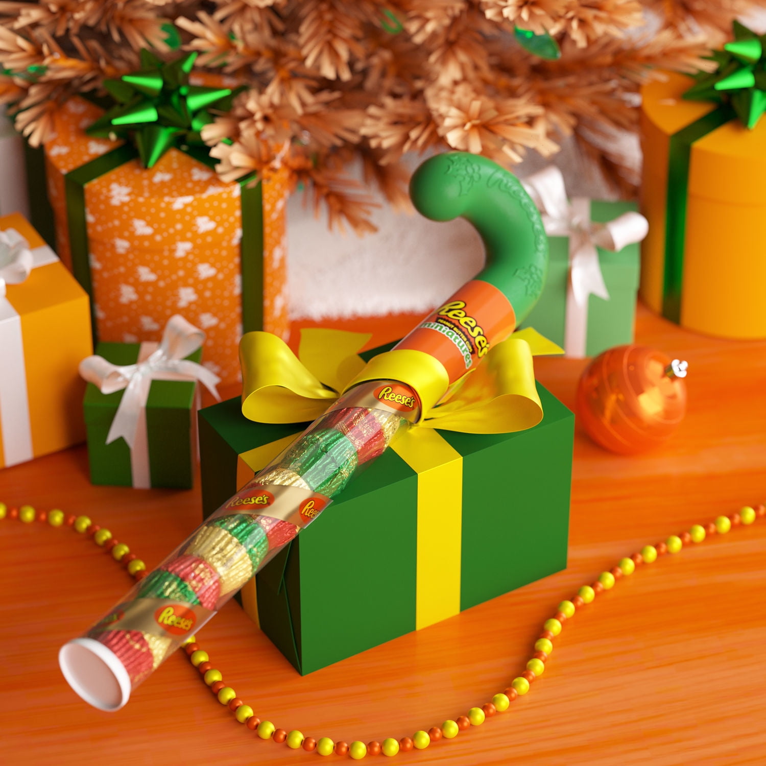 Reese's Miniatures Milk Chocolate Peanut Butter Cups Christmas Candy Stocking Stuffers, Plastic Cane 2.17 oz
