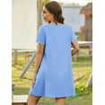 thumbnail image 5 of Ekouaer Women Zipper Front House Coat Short Sleeves Robe Zip Up Bathrobes Short Nightgown with Pockets, 5 of 6