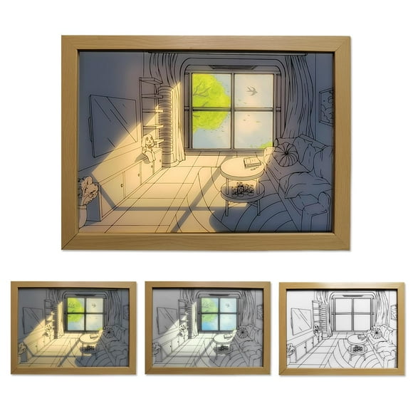 WELESHEI Lampe d'Ambiance Led Peinture Art Mural 3 Modes Changeables Modes Romantiques Lumière de Nuit Décorative 4D pour Chambre Salon Dortoir Décoration de Chambre Lampe Dimmable Cadeau d'Anniversaire