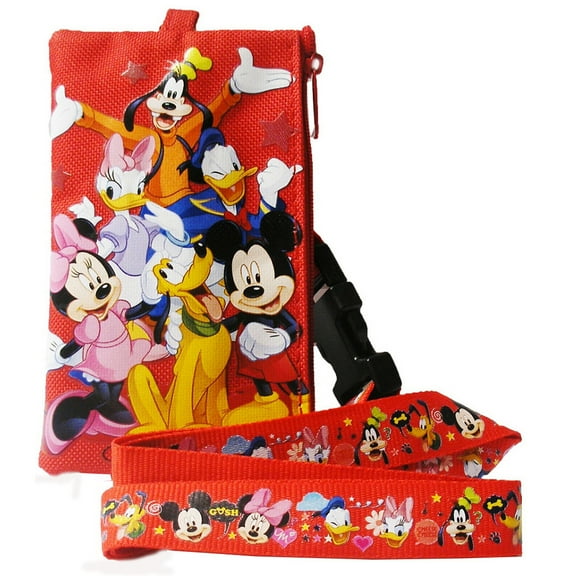 Mickey Mouse and Friends Red Lanyard with Detachable Coin Purse