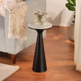 thumbnail image 2 of Modern White Marble Top Accent Table with Brushed Black Pedestal Base – Contemporary Round Side Table for Living Room, Bedroom, or Entryway, 2 of 7