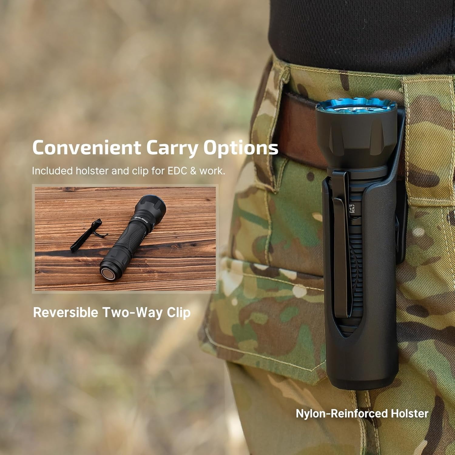 Olight Javelot Long Range Outdoor Flashlight w/Holster, 1350 Lumens, Matte Black