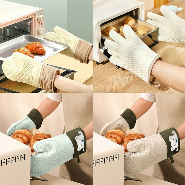 Guantes De Silicona Para Horno 2pc Silicone Oven Gloves Kitchen Baking Microwave Gloves Heat Resistant with Secure Grip for Hot Utensils Trays Bowls Air Fryers 11.02x7.09x0.79" JASKFLY