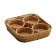 thumbnail image 2 of Canasta de pan de ratán de canasta de frutas tejidas con 4 canasta de servicio tejido de plato de compartimento para la mesa de café de comedor de, 2 of 8