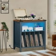 thumbnail image 4 of Large Record Player Table with Charging Station & LED Lights, Blue Vinyl Record Storage Cabinet Holds up to 230 Albums, Turntable Stand with Display Shelf for Music Room Bedroom Living Room, 4 of 16