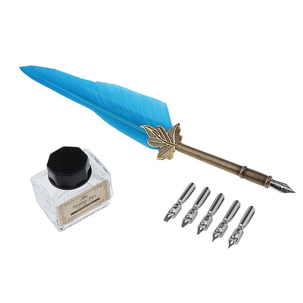 Vintage Escritura Bolígrafo Dip Caligrafía Set Azul Zulema Pluma de la pluma de la pluma de la vendimia