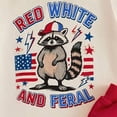 thumbnail image 4 of enyan 4th of July Baby Boy Outfit USA Flag Short Sleeve T-Shirt Shorts Red White And Feral Racoon Fourth of July Clothes Beige,2-3 Years, 4 of 6