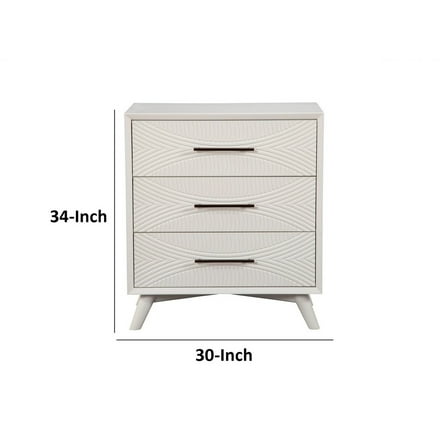 Three Drawers Mahogany Wood Small Chest with Splayed Legs, White
