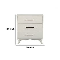 Three Drawers Mahogany Wood Small Chest with Splayed Legs, White