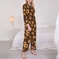 thumbnail image 3 of Honeii Brown Plaid Sunflower print Women's Pajama Sets Long Sleeve Button Down Sleepwear Nightwear Soft Pjs Lounge Sets-X-Large, 3 of 7