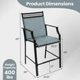 thumbnail image 3 of Gymax Outdoor Counter Stools Set of 4 w/ Footrest & Armrests Metal Frame for Backyard Blue, 3 of 8