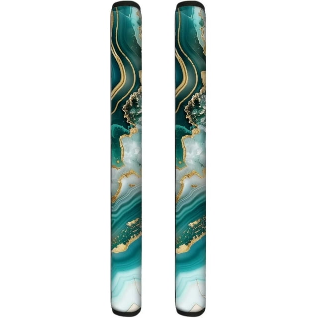 NETILGEN Fridge Door Handle Covers Set of 2, Keep Fingertips Dust Food Stains Protector Microwave Oven, Suitable for Home Kitchen Appliance Decoration Gift for Women, Turquoise Gold Marble