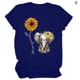 thumbnail image 1 of Camiseta De Mujer Blusa De Cuello Redondo De Manga Corta Con Estampado De Girasol, Azul Marino, S Methold AP001988-17, 1 of 5