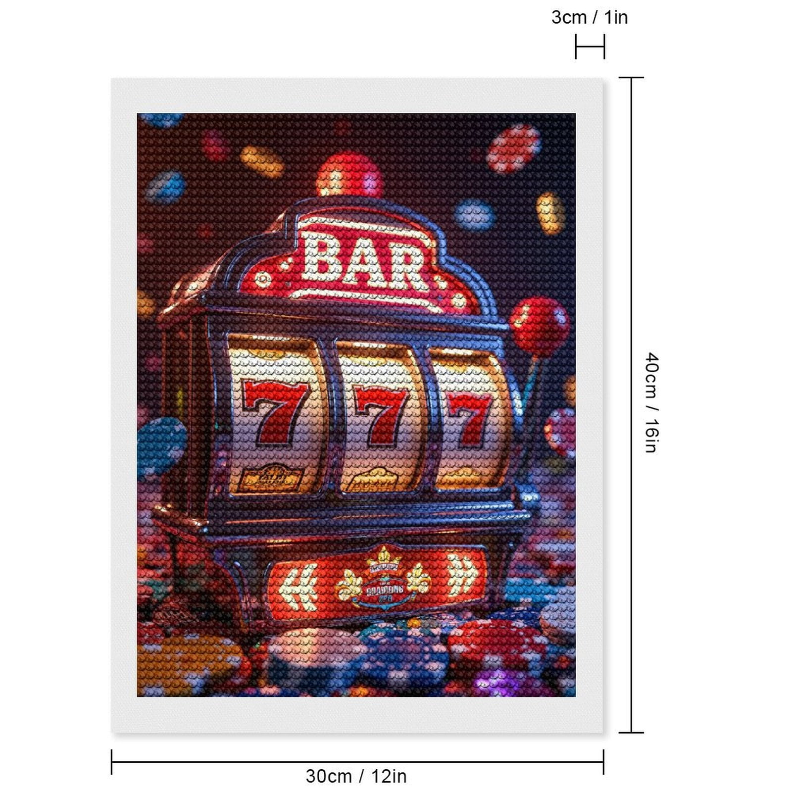 Diamond Art Kits for Adults, Slot Machine Jackpot Casino 777 5D Diamond Painting Kits for Adults Beginners, DIY Full Drill Diamond Painting, Gem Art and Crafts 12x16