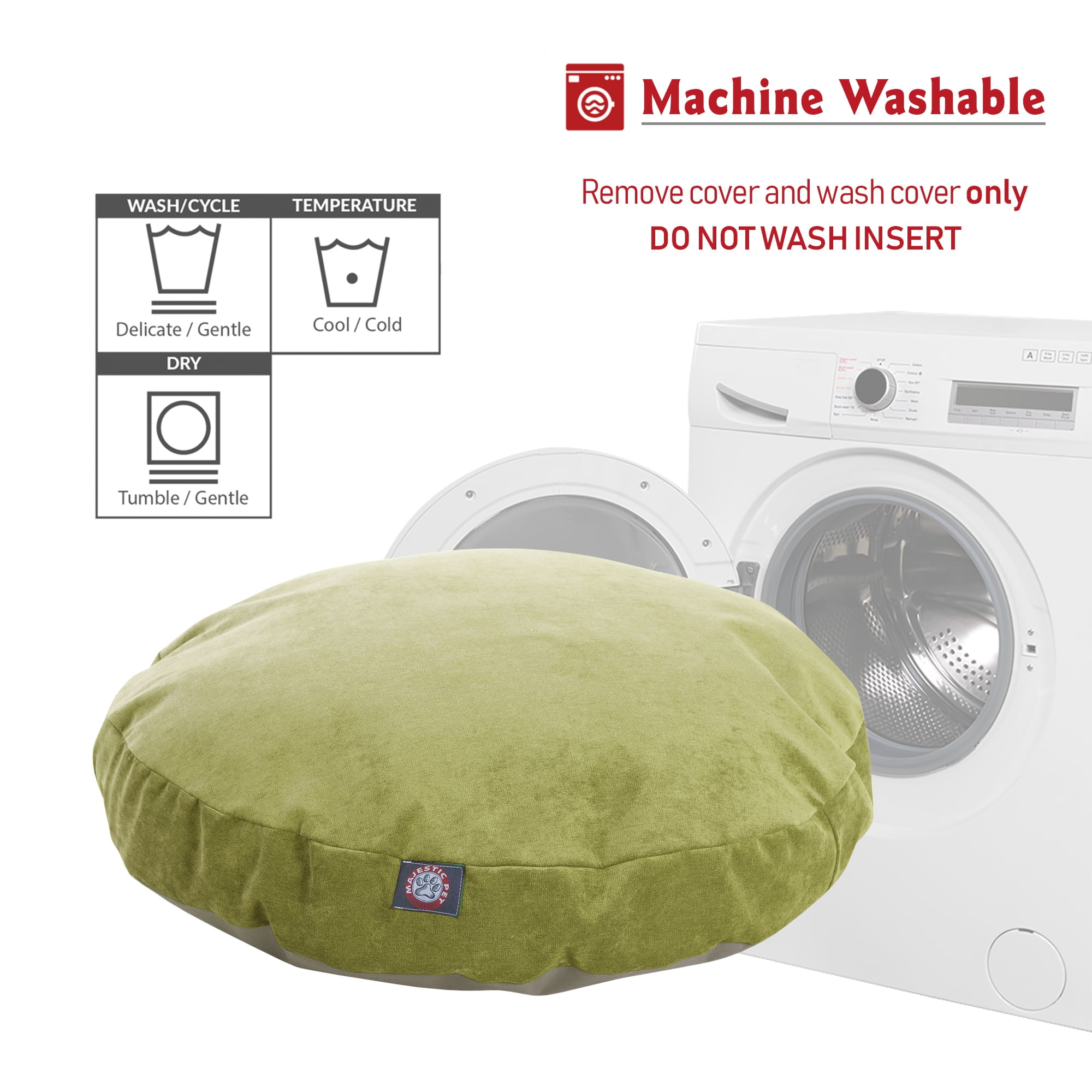 Majestic Pet Villa Round Dog Bed Velvet Removable Cover Apple Small 30" x 30" x 4"