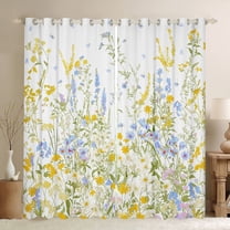 Manfei Garden Floral Flower Blackout Curtains Set of 2 (52x84 Each), Farmhouse Plant Botanical Window Curtains, Vintage Fashion Style Curtains and Drapes, Window Curtains Bedroom Decor
