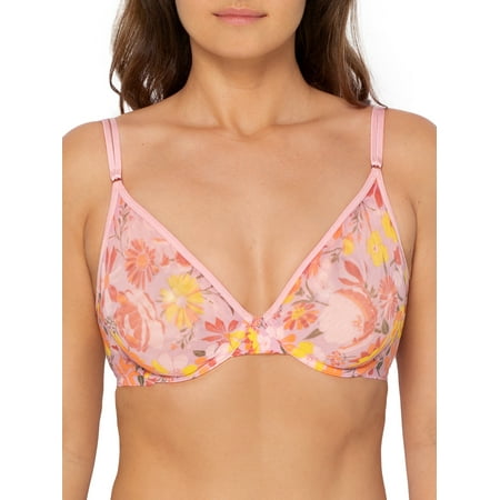 

No Boundaries Juniors Unlined Sheer Mesh Demi Underwire Bra Style-NB461