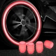 thumbnail image 3 of Auto Accessories Red Fluorescent Tire Cap Set Protects Valves from Elements, 3 of 11