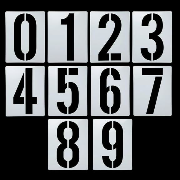 Uxcell 10 Inch Number Stencils Set, 0-9 Plastic Address Number Stencil Templates Reusable Digital Painting Templates, Style B