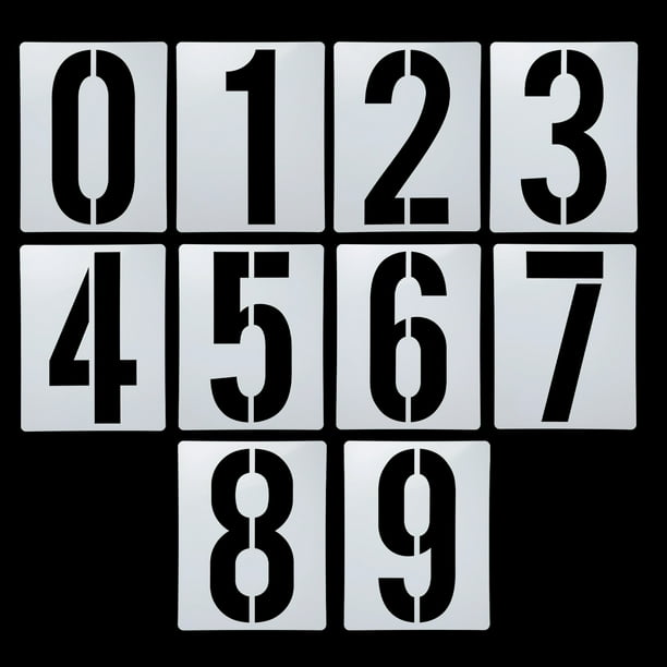 Juego de plantillas de números Uxcell de 10 pulgadas, plantillas de stencil de números de dirección de plástico 0-9, plantillas de pintura digital reutilizables, Estilo B
