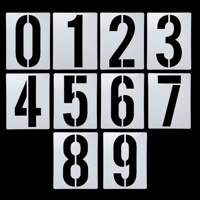 Juego de plantillas de números Uxcell de 10 pulgadas, plantillas de stencil de números de dirección de plástico 0-9, plantillas de pintura digital reutilizables, Estilo B