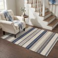 Vintage Striped Washable Area Rug 4x6 Blue and Grey Vertical Stripes ...
