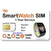$60 Smart Watch SIM Card - Compatible with 2G 3G 4G LTE GSM Smartwatches and Wearables - 1 Year Service - USA Canada & Mexico Roaming