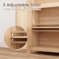 thumbnail image 2 of MELLCOM 71" Tall 5 Tier Rattan Bookshelf, Bookcase with Storage Shelves and Cabinet for Living Room, Light Oak, 2 of 8
